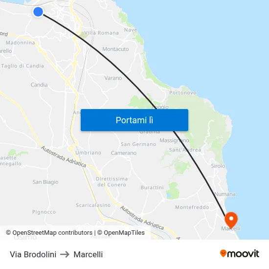Via Brodolini to Marcelli map