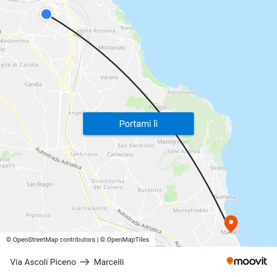 Via Ascoli Piceno to Marcelli map