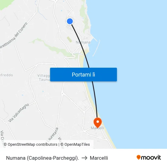 Numana (Capolinea-Parcheggi). to Marcelli map