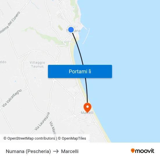 Numana (Pescheria) to Marcelli map