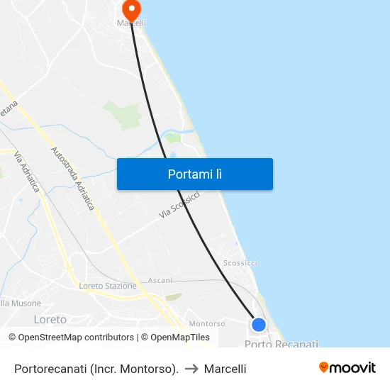 Portorecanati (Incr. Montorso). to Marcelli map