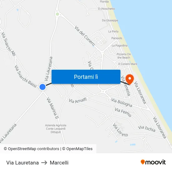 Via Lauretana to Marcelli map