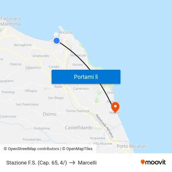 Stazione F.S. (Cap. 65, 4/) to Marcelli map