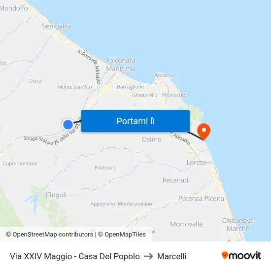 Via XXIV Maggio - Casa Del Popolo to Marcelli map