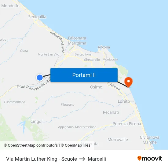 Via Martin Luther King - Scuole to Marcelli map