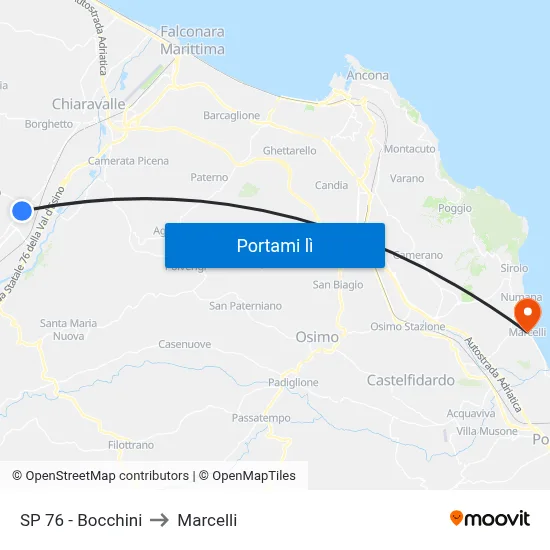 SP 76 - Bocchini to Marcelli map