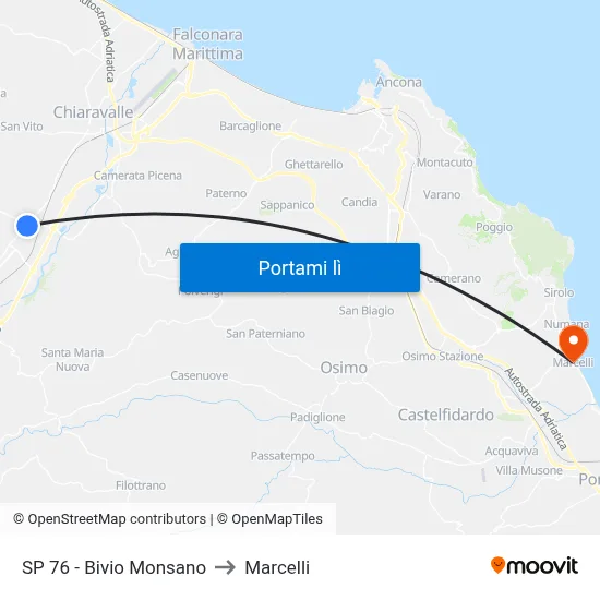 SP 76 - Bivio Monsano to Marcelli map