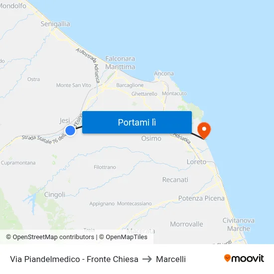 Via Piandelmedico - Fronte Chiesa to Marcelli map