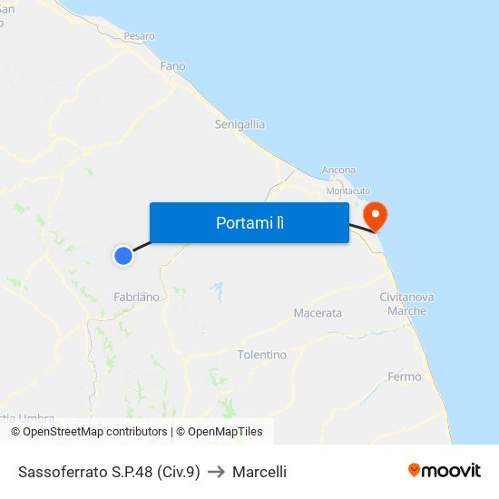 Sassoferrato S.P.48 (Civ.9) to Marcelli map