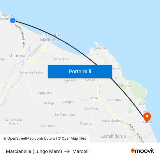 Marcianella (Lungo Mare) to Marcelli map
