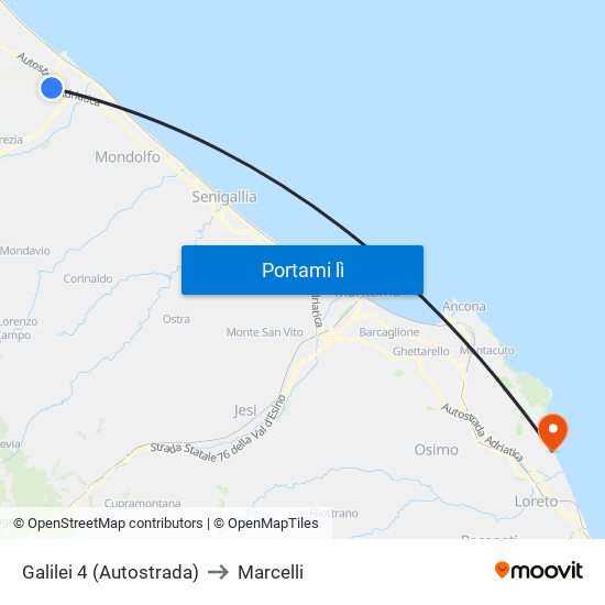 Galilei 4 (Autostrada) to Marcelli map