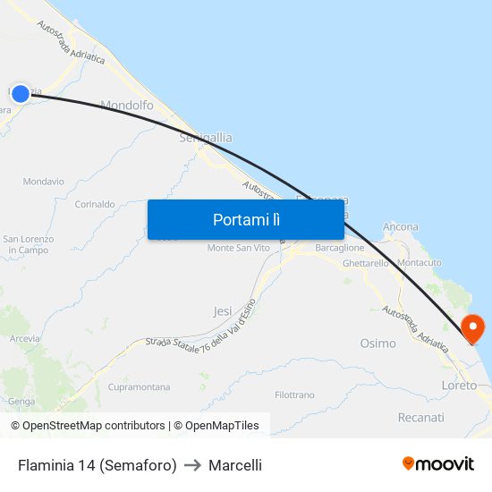 Flaminia 14 (Semaforo) to Marcelli map