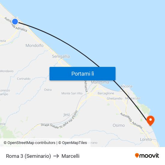 Roma 3 (Seminario) to Marcelli map