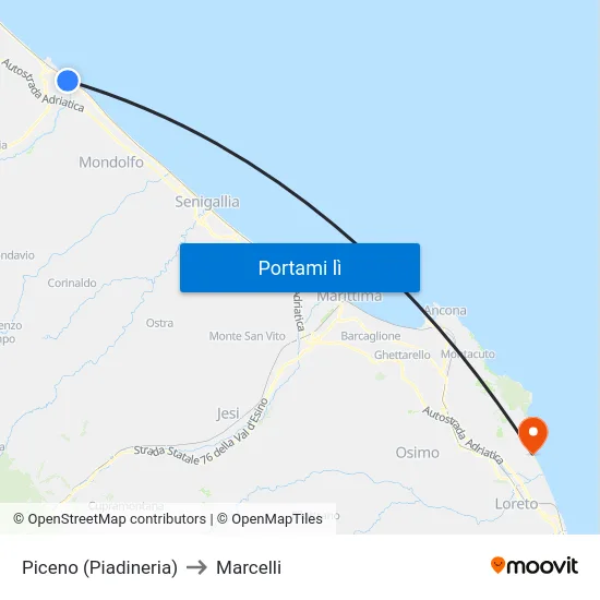 Piceno (Piadineria) to Marcelli map