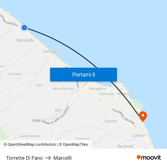 Torrette Di Fano to Marcelli map