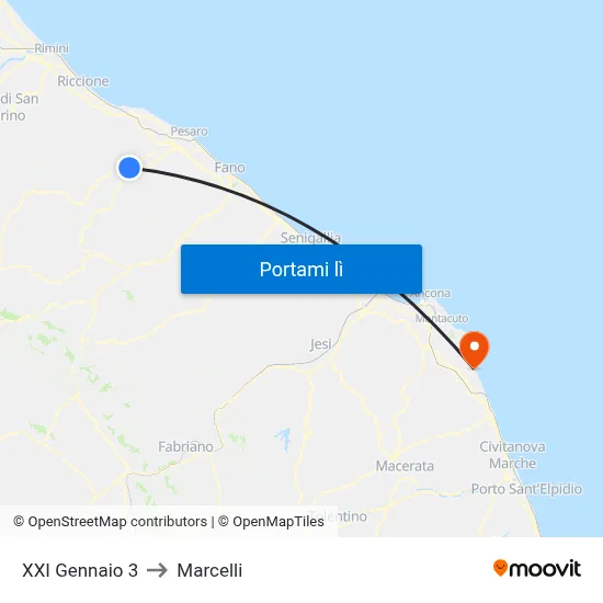 XXI Gennaio 3 to Marcelli map