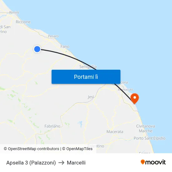 Apsella 3 (Palazzoni) to Marcelli map