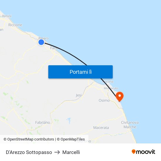 D'Arezzo Sottopasso to Marcelli map