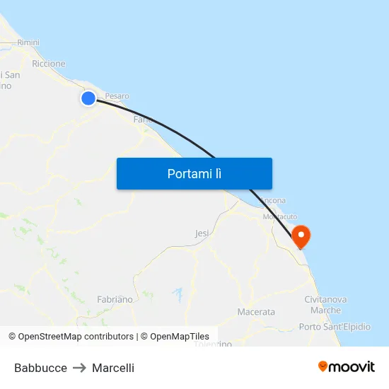 Babbucce to Marcelli map