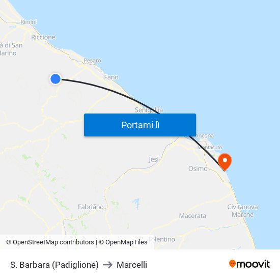 S. Barbara (Padiglione) to Marcelli map