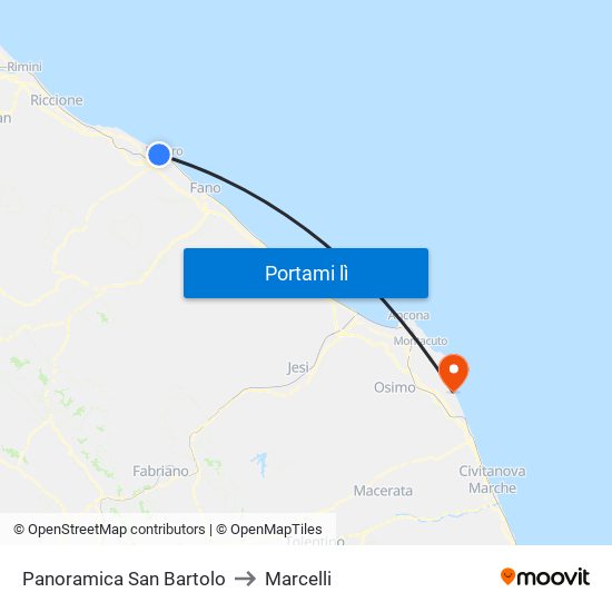 Panoramica San  Bartolo to Marcelli map