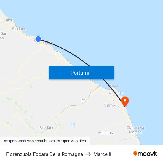 Fiorenzuola Focara Della Romagna to Marcelli map