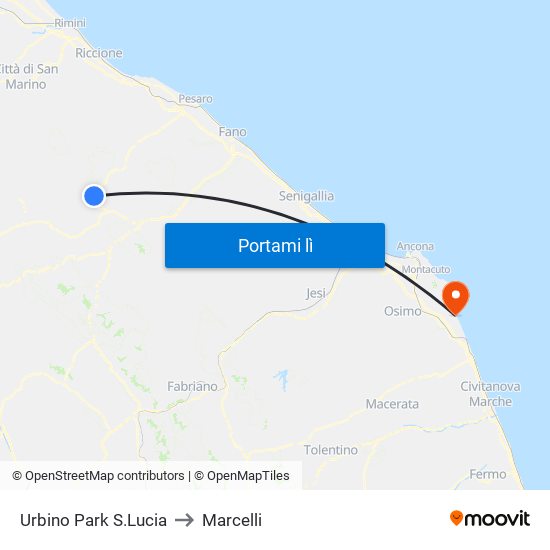Urbino Park S.Lucia to Marcelli map