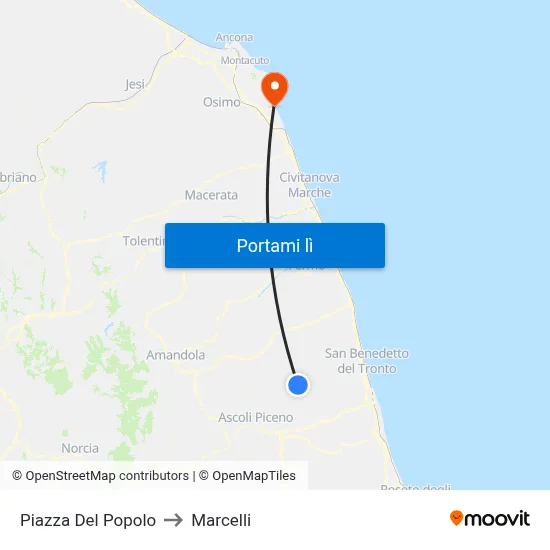 Piazza Del Popolo to Marcelli map