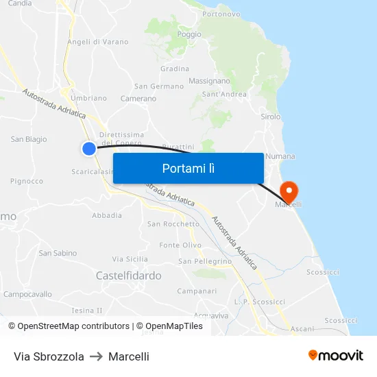 Via Sbrozzola to Marcelli map
