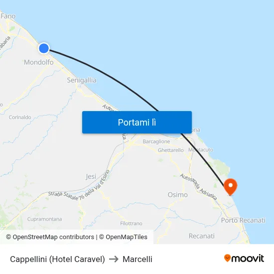 Cappellini (Hotel Caravel) to Marcelli map