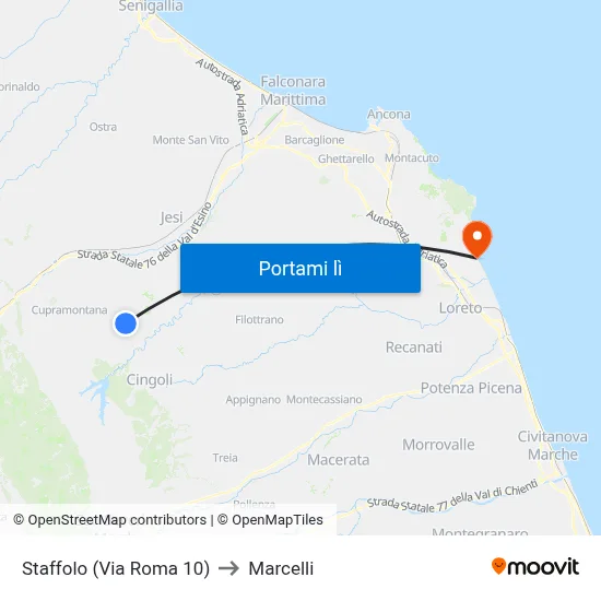 Staffolo (Via Roma 10) to Marcelli map
