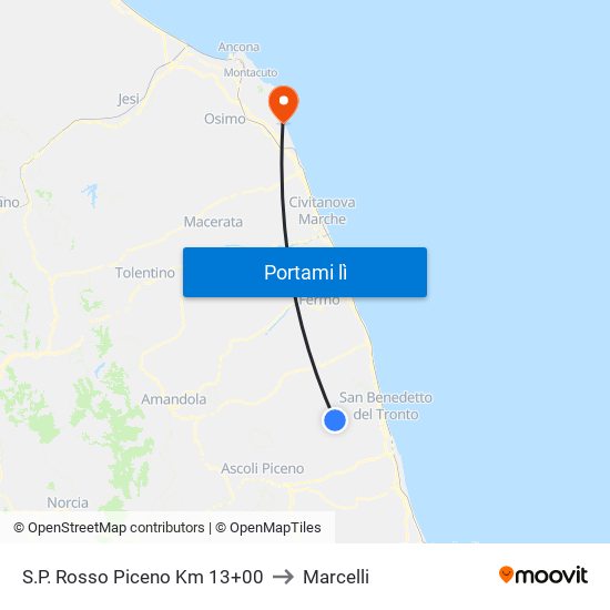 S.P. Rosso Piceno Km 13+00 to Marcelli map