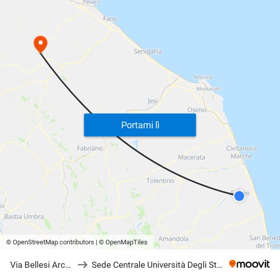 Via Bellesi Arco S.Antonio to Sede Centrale Università Degli Studi Di Urbino Carlo Bo map