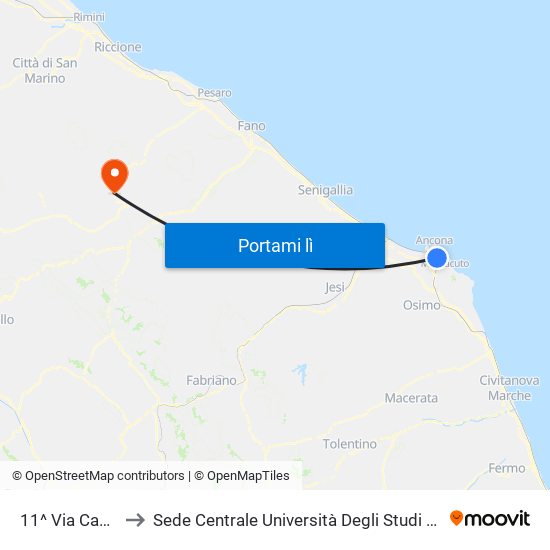 11^ Via Castellano to Sede Centrale Università Degli Studi Di Urbino Carlo Bo map