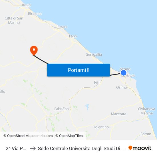 2^ Via Pesaro to Sede Centrale Università Degli Studi Di Urbino Carlo Bo map