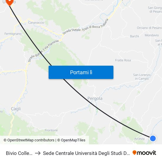 Bivio Colleaprico to Sede Centrale Università Degli Studi Di Urbino Carlo Bo map