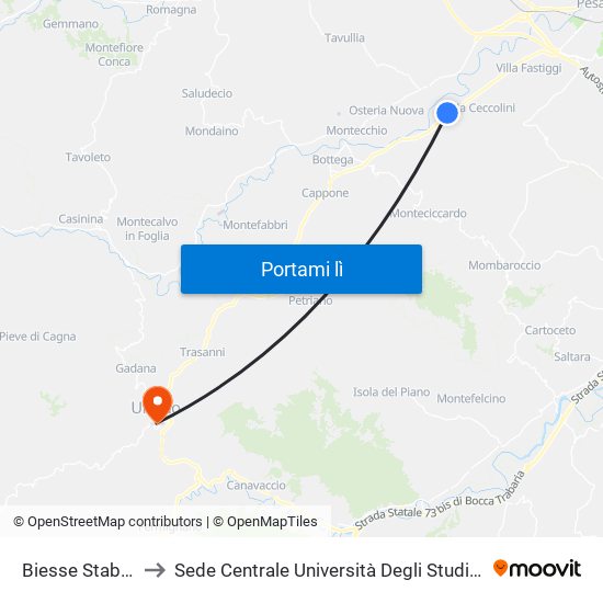 Biesse  Stabilimento to Sede Centrale Università Degli Studi Di Urbino Carlo Bo map