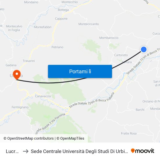 Lucrezia to Sede Centrale Università Degli Studi Di Urbino Carlo Bo map