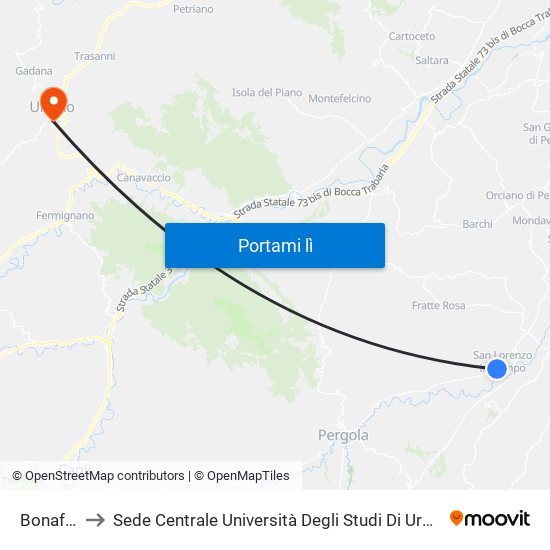 Bonafede to Sede Centrale Università Degli Studi Di Urbino Carlo Bo map