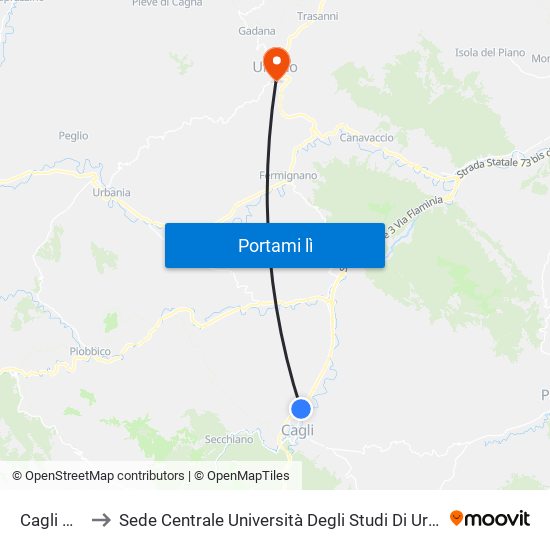 Cagli Volpi to Sede Centrale Università Degli Studi Di Urbino Carlo Bo map