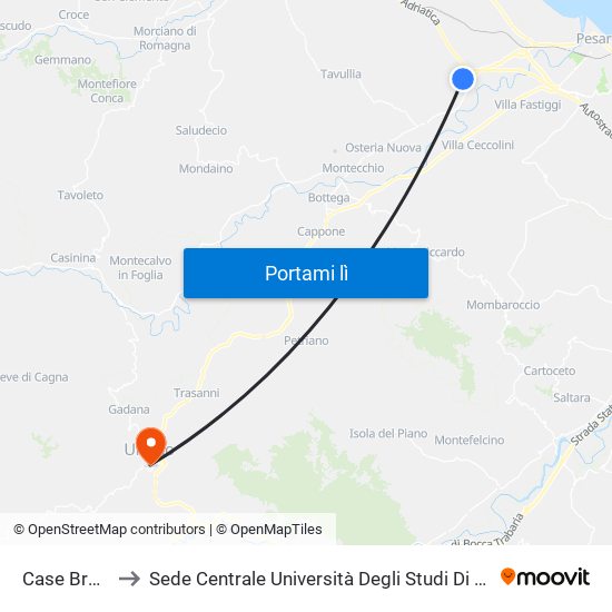Case Bruciate to Sede Centrale Università Degli Studi Di Urbino Carlo Bo map