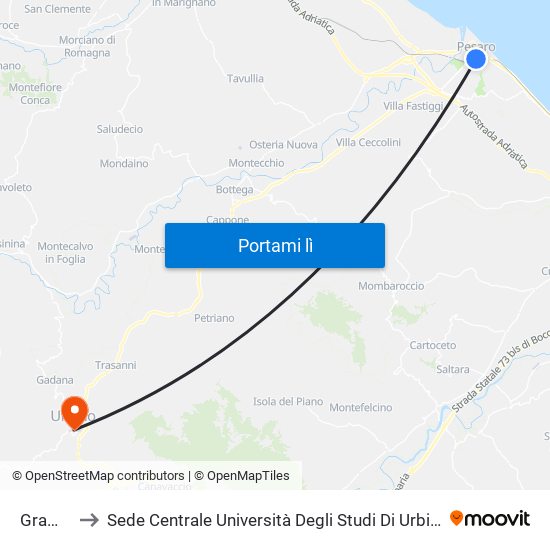 Gramsci to Sede Centrale Università Degli Studi Di Urbino Carlo Bo map