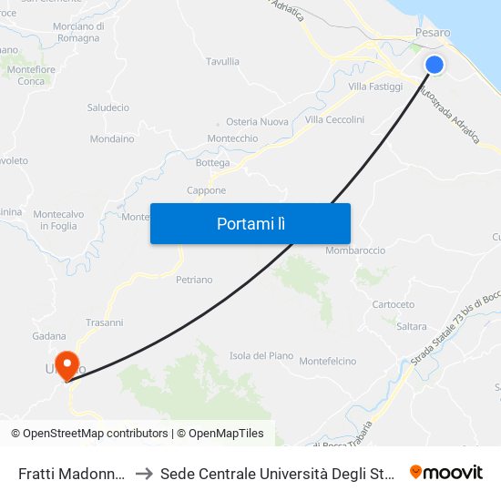 Fratti Madonna Di Loreto to Sede Centrale Università Degli Studi Di Urbino Carlo Bo map