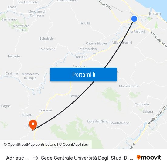 Adriatic Arena to Sede Centrale Università Degli Studi Di Urbino Carlo Bo map