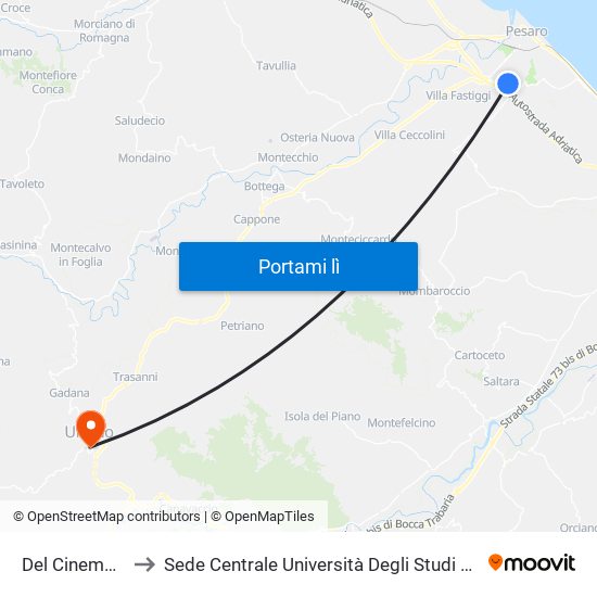 Del Cinema Germi to Sede Centrale Università Degli Studi Di Urbino Carlo Bo map