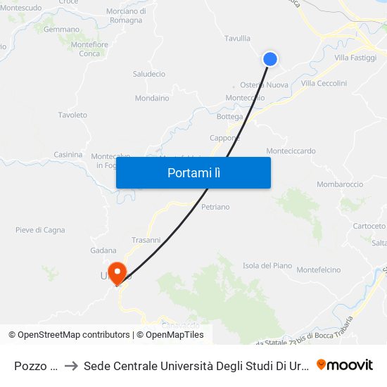 Pozzo Alto to Sede Centrale Università Degli Studi Di Urbino Carlo Bo map