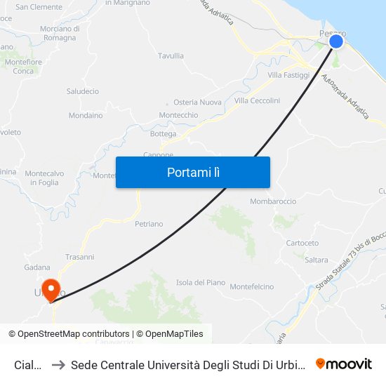 Cialdini to Sede Centrale Università Degli Studi Di Urbino Carlo Bo map