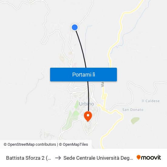 Battista Sforza 2 (B.Da Montefeltro) to Sede Centrale Università Degli Studi Di Urbino Carlo Bo map