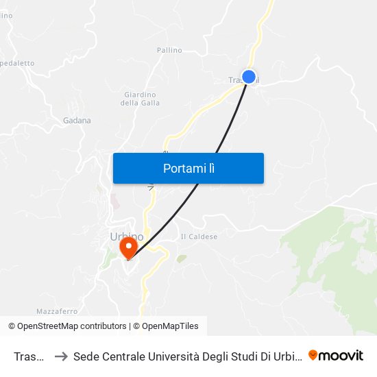 Trasanni to Sede Centrale Università Degli Studi Di Urbino Carlo Bo map