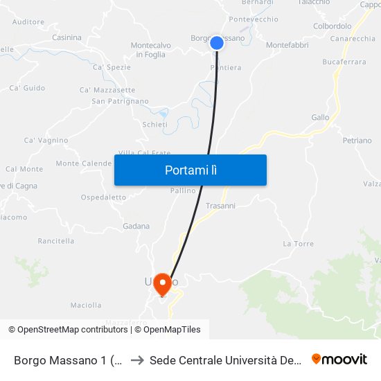 Borgo Massano 1 (Incr.Dante Alighieri) to Sede Centrale Università Degli Studi Di Urbino Carlo Bo map